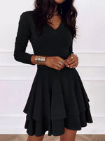 V-Neck Layered Ruffle Mini Dress