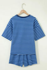 Striped Short Sleeve Top and Shorts Set