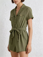 Tie Waist Short Sleeve Romper