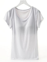 Round Neck Short Sleeve T-Shirt with Bra