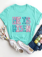 HE IS RISEN Sequin Round Neck T-Shirt