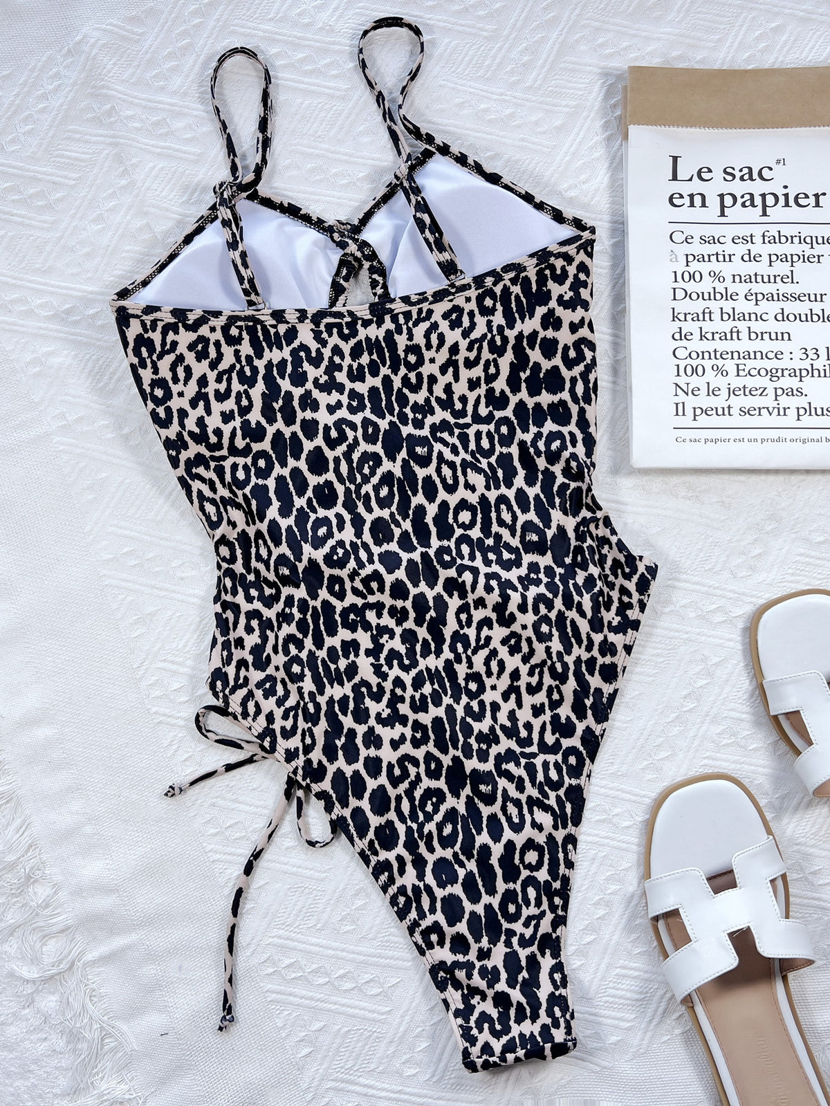 Leopard Cutout Tied One-Piece Swimsuit - Ladyez
