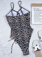 Leopard Cutout Tied One-Piece Swimsuit - Ladyez