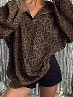 Leopard Print Quarter-Zip Sweatshirt