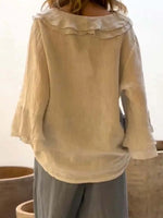 Full Size Ruffle Trim 3/4 Sleeve Blouse Plus Size