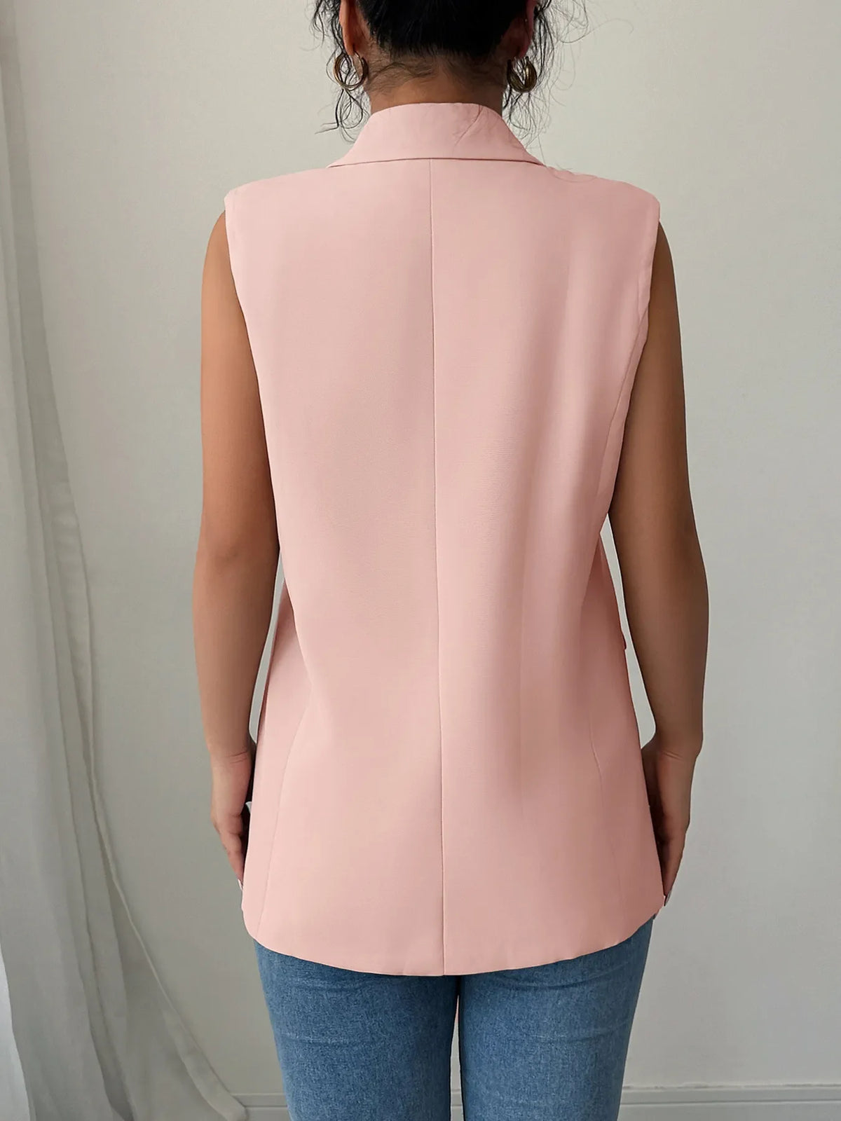 One Button V-Neck Blazer Vest Coat