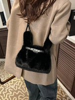 Faux Fur Bucket Crossbody Bag