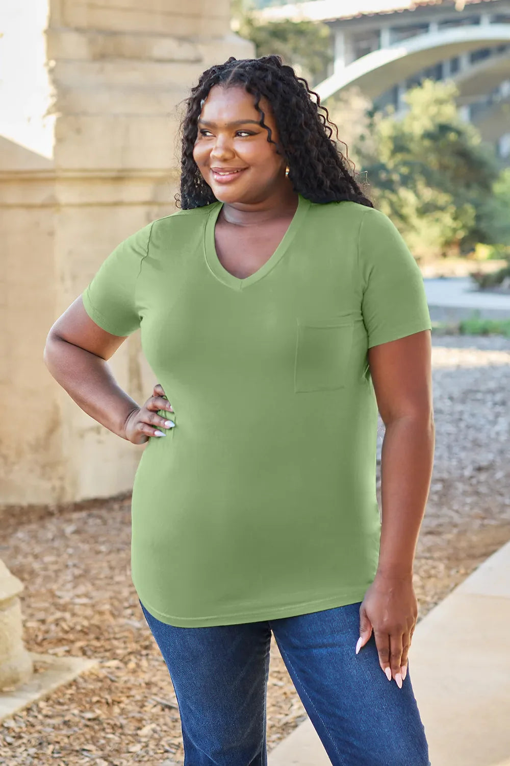 Basic Bae Bamboo Full SizeV-Neck Short Sleeve T-Shirt