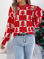 Christmas Tree Checkerboard Pattern Sweater