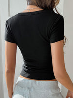 Devine Solid Color Short Sleeve T-Shirt - Ladyez