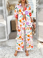 Devine Printed Button Down Shirt and Pants Set