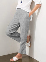 Full Size Striped Side Button Detail Pants Plus Size