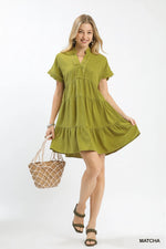 Umgee Linen Mini Dress with Scallop Trim