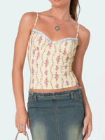 Floral Print Sweetheart Neck Cami - Ladyez