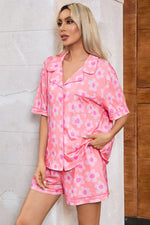 Pocketed Flower Half Sleeve Top and Shorts Lounge Set - Ladyez