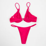 Sexy Push Up Underwired V-bar Bikini Women Swimsuit Female Swimwear Two-pieces Bikini set Micro Thong Bathing Suit Swim Lady