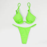 Sexy Push Up Underwired V-bar Bikini Women Swimsuit Female Swimwear Two-pieces Bikini set Micro Thong Bathing Suit Swim Lady