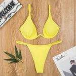 Sexy Push Up Underwired V-bar Bikini Women Swimsuit Female Swimwear Two-pieces Bikini set Micro Thong Bathing Suit Swim Lady