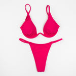 Sexy Push Up Underwired V-bar Bikini Women Swimsuit Female Swimwear Two-pieces Bikini set Micro Thong Bathing Suit Swim Lady
