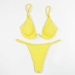 Sexy Push Up Underwired V-bar Bikini Women Swimsuit Female Swimwear Two-pieces Bikini set Micro Thong Bathing Suit Swim Lady