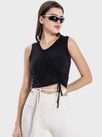 Millennia Drawstring Ruched Wide Strap Active Tank - Ladyez