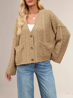 Cable Knit Button-Down Cardigan