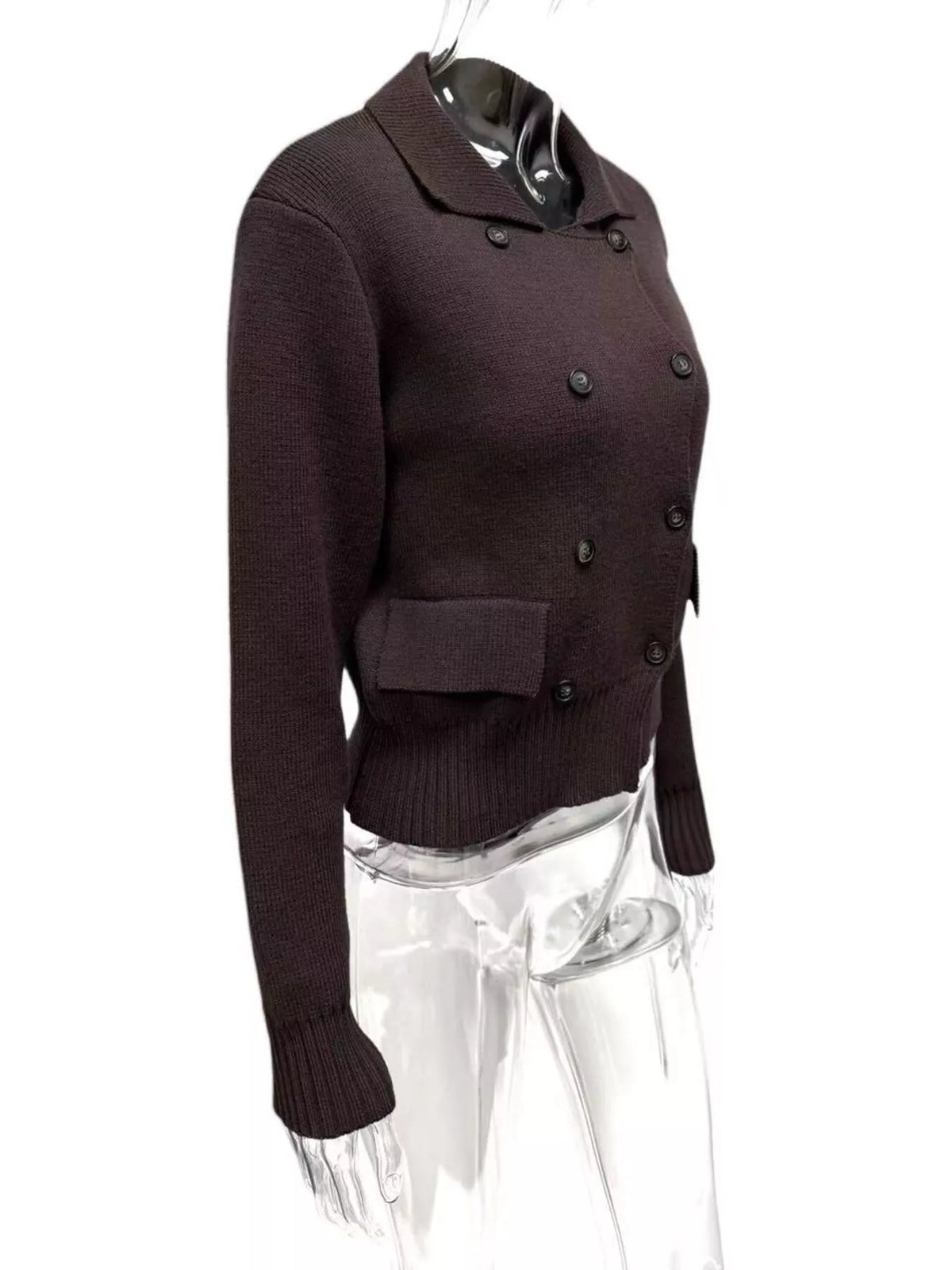 Double-Breasted Knit Cardigan