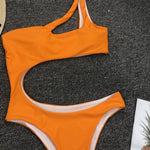 2025 Sexy One shoulder Female Swimwear One piece swimsuit Women Monokini Bather Trikini High cut Out Bathing suit Swim Bodysuit