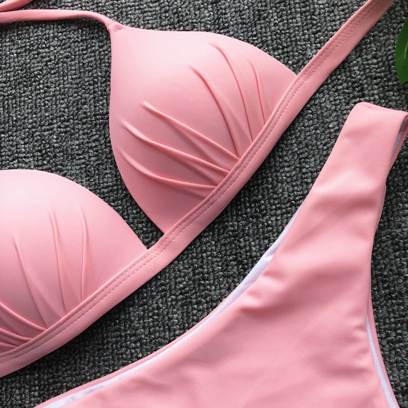 Sexy Halter Push Up Bra Cup Bikini 2025 Women Swimsuit Female Swimwear Two Pieces Bikini set Brazilian Bathing Suit Swim Beach