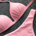2025 Halter Bra Cup Bikini Sexy Swimsuit Female White Swimwear Women Push up Bikini set Brazilian Bathing Suit Bandeau Swim suit