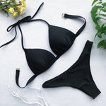 Sexy Halter Push Up Bra Cup Bikini 2025 Women Swimsuit Female Swimwear Two Pieces Bikini set Brazilian Bathing Suit Swim Beach