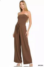 Zenana Tube Top Jumpsuit with Drawstring Waist