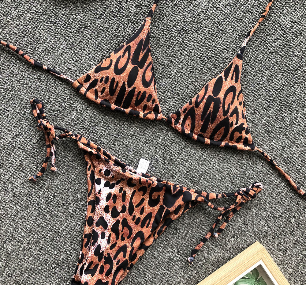 Sexy Leopard Bikini 2025 Halter Swimsuit Women String Swimwear Female Micro Bikini Set Brazilian Bathing Suit Push Up Swim Wear