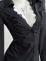 Lace Trim Slim Fit Shirt