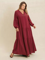 Plus Size Bohemian Tiered Maxi Dress with Balloon Sleeves