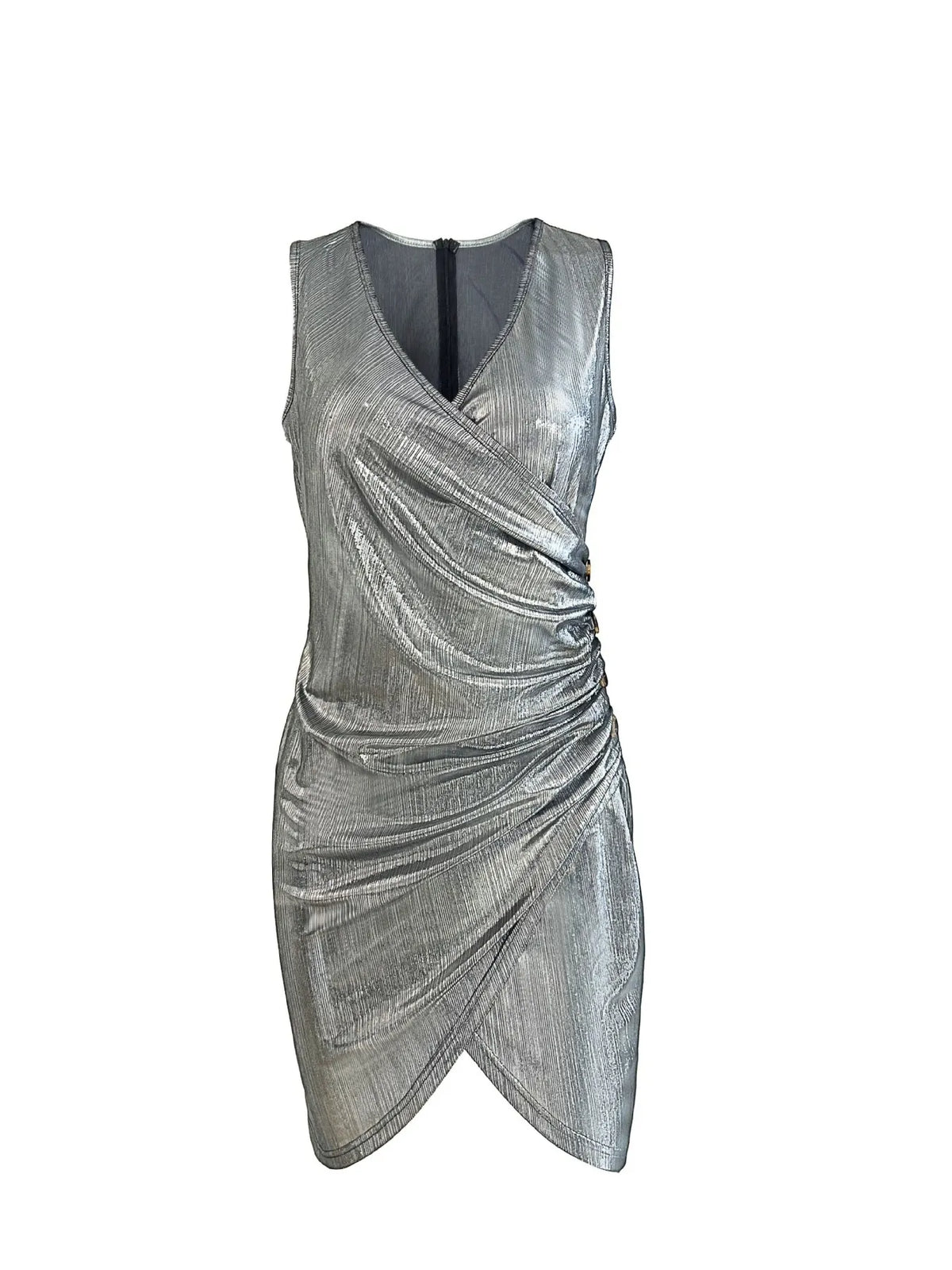 Surplice Sleeveless Bodycon Mini Dress - Ladyez