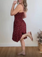 Floral Print Spaghetti Strap Ruffle Hem Dress