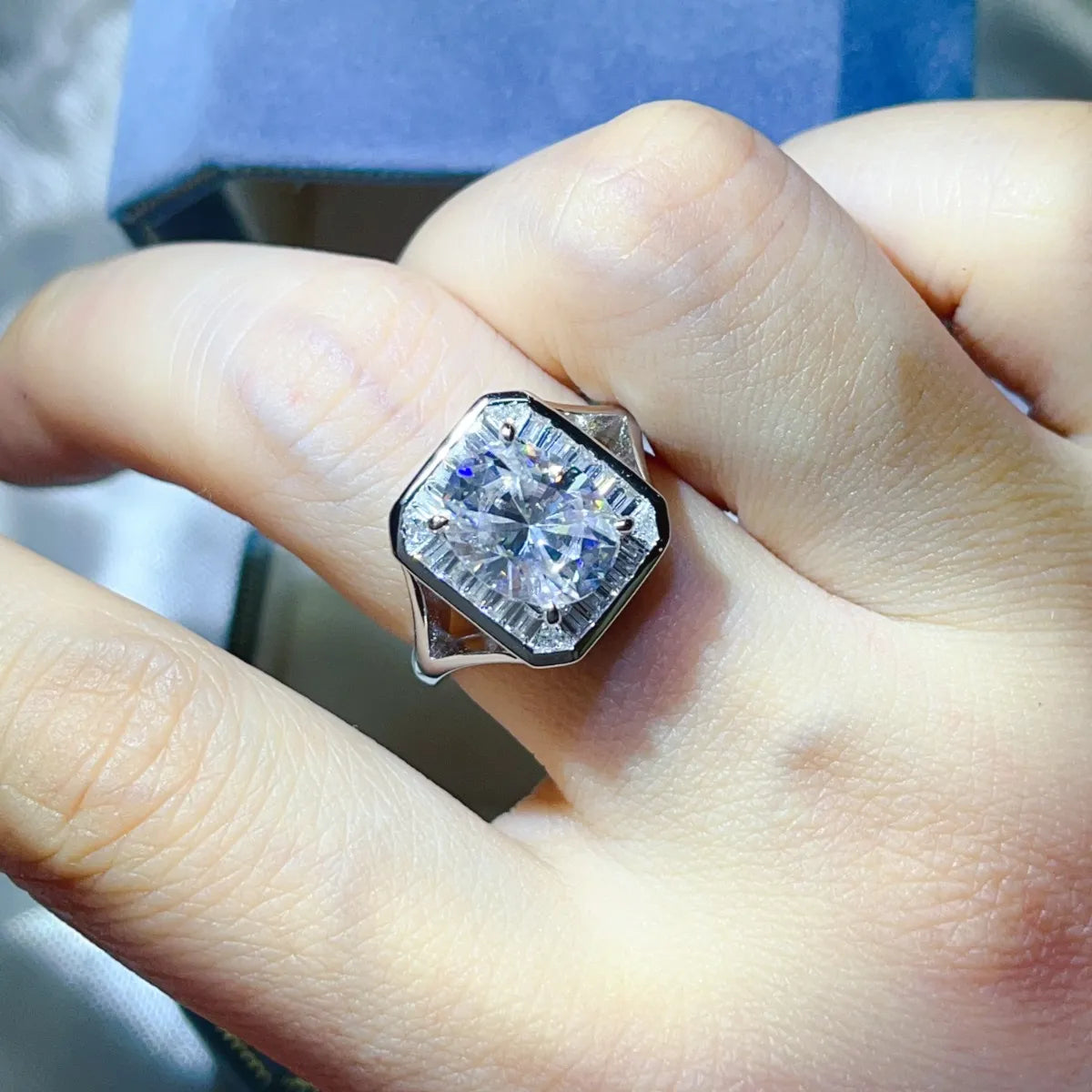 3 Carat Moissanite Engagement Square Ring - Ladyez