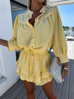 Button Up Top and Ruffled Skirt Set