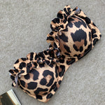 Sexy Leopard Ruffled Bra Cup Bikini 2025 Women Bandeau Swimsuit Female Swimwear Two Pieces Bikini Set High Cut Bathing Suit Swim