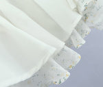 Retro French Ruffles Flounced Sleeve Lace Embroidered Vest Dress Deep V Plunge neck Drawstring Slim Fit Tiered Dress
