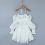 Women White Sexy Tulle Dress Summer Sexy Pleated Tube Top Cami Dress