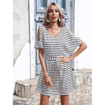 Women Spring Summer Explosions Foreign Trade Slim Striped Dress