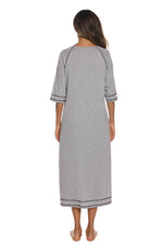 Zip Up Slit Round Neck Night Dress with Pockets - Ladyez