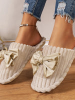 Bow Embellished Indoor Slippers - Ladyez