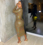 Women Clothing Graceful Fashionable Deep V Plunge Bronzing Fabric Dress Women Clothing