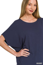 Zenana Hacci Dolman Sleeve Boat Neck Top