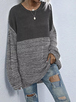 Color Block Long Sleeve Oversized Sweater