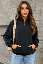 Half Zip Drop Shoulder Sweatshirt and Pocket