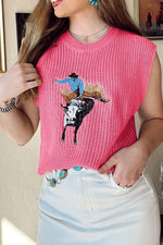 Graphic Round Neck Sweater Vest